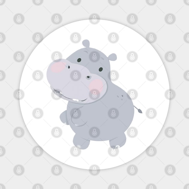 Cute Baby Hippo Magnet by Zenflow